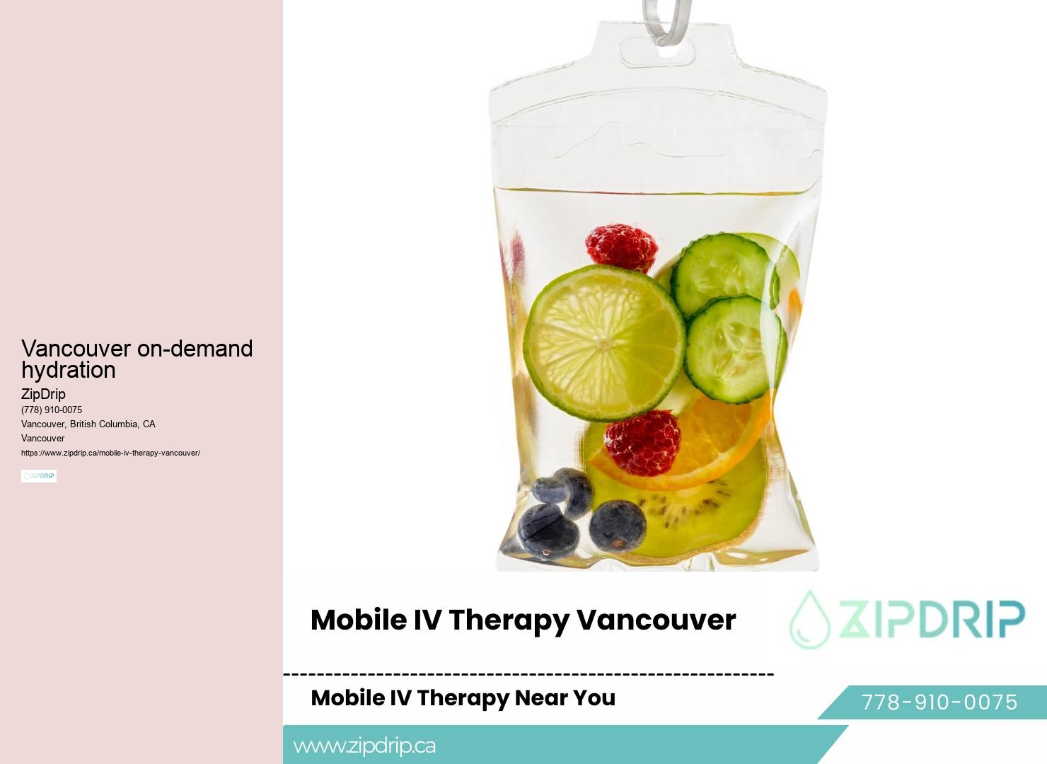 Vancouver on-demand hydration mobile IV hydration therapy treatment service